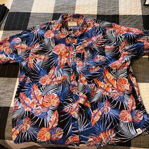 FREE PLANET Men's short sleeve casual button down 3X tropical beach bbq shirt